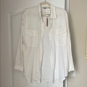 White linen Button-Up Shirt